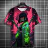 Sword Girl 3D Printed T-Shirt For Men Face Ghost Mask Pattern T-Shirts Summer Loose Women Short Sleeve Tees Round Neck Sport Top