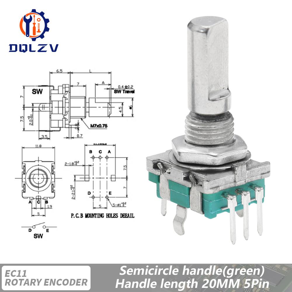 360 Degree Rotary Encoder EC11 With Push Button 5Pin 20 Positions 20 Pulse Code Switch Handle 15/20MM Digital Potentiometer