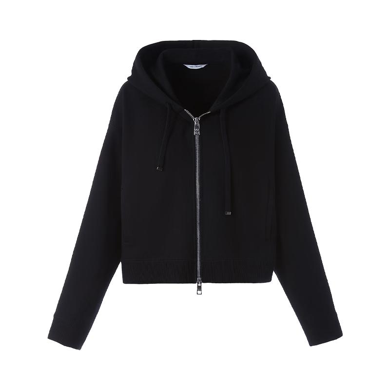 LANCY Women's Leopard Print Hooded Zipper Sweatshirt