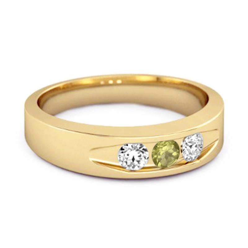 Peridot Drei Stein Bandring - Sterlingsilber Gold Vermeil