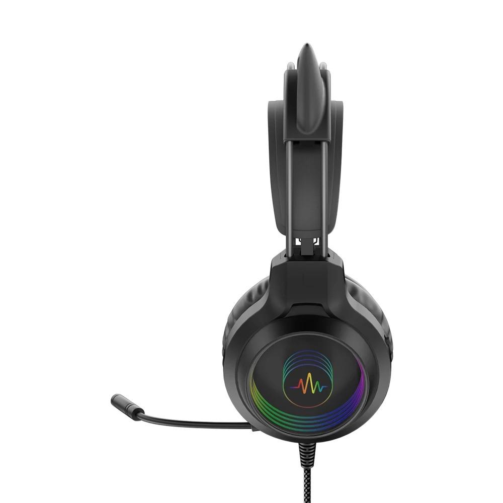 SY-G40 3,5 mm USB-kabelanslutet styrt headset Dragon Eyes Luminous Gaming Söta kattöron Huvudmonterade datorhörlurar med mikrofon För PC Bärbar dator