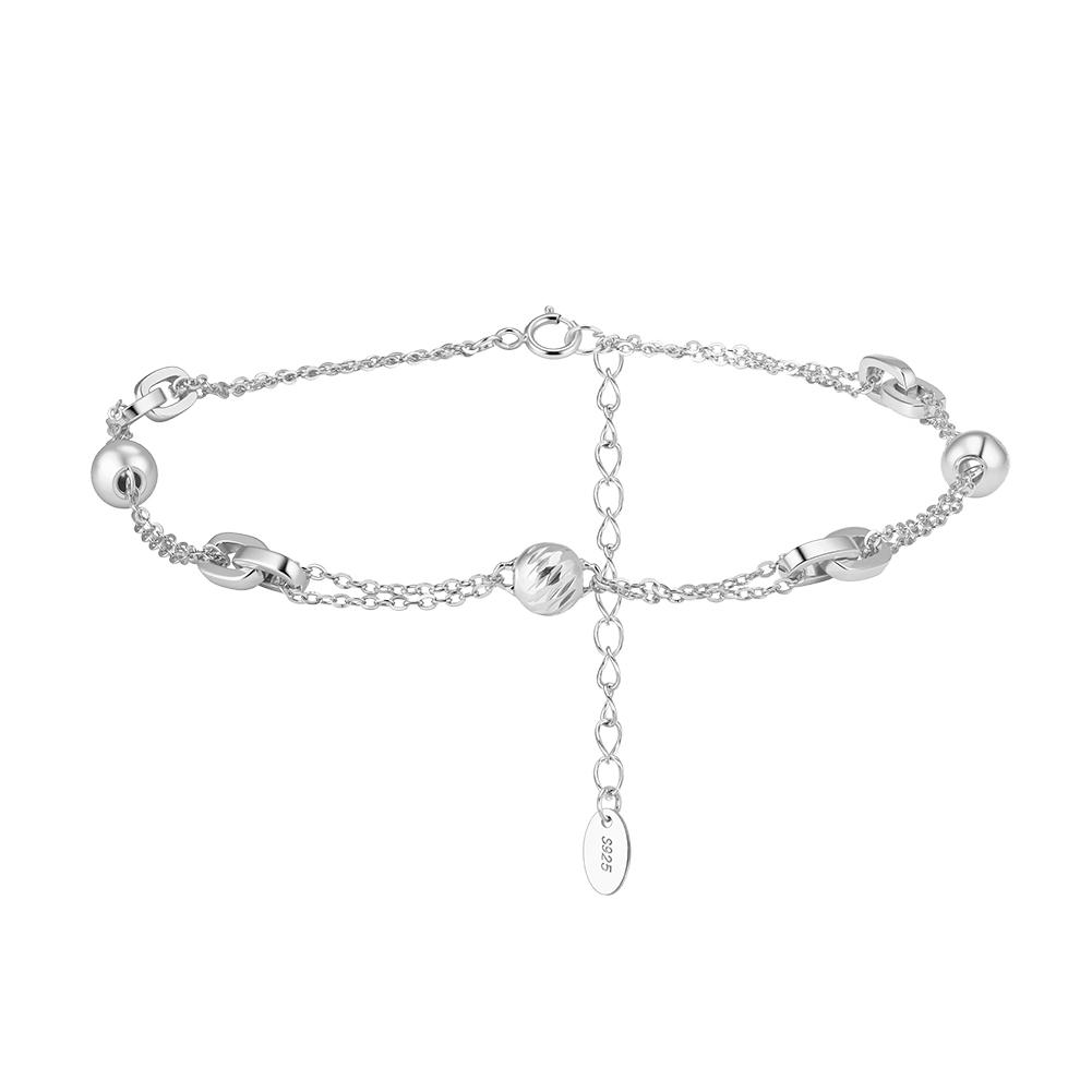 ORSA JEWELS Elegant Layered 925 Sterling Silver Lock Anklet for Women Adjustable Summer Fashion Foot Chains Jewelry SA106