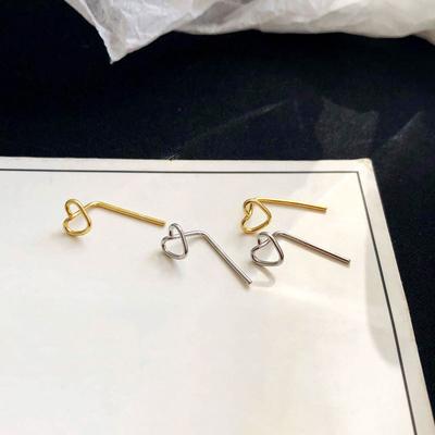 Heart-shaped Love-opened Earrings Simple and Versatile Personality Cold Style Earrings Student Creative Trend