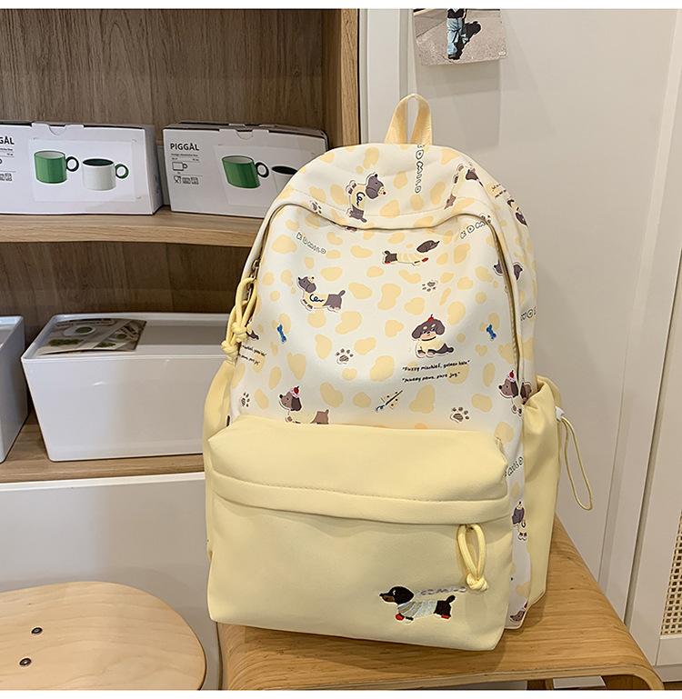Schoolbag College style backpack Middle and high school trend Leopard print schoolbag Outdoor travel Girl backpack Contrasting color versatile travel 