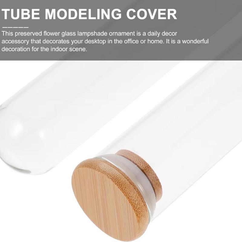 1 Glass Test Tube with Bamboo Stopper, Transparent Flat Mini Glass Bottle, Suitable for Party Gift Decoration Glass Display