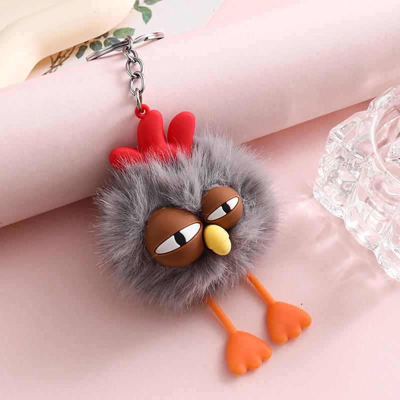 Cute Chick Pom Keychain Cartoon Lovely Pendant Car/ Bag Decor Valentine's Gift for Girlfriend Easter Present