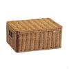 Woven Storage Basket with Lid, Decorative Boxes for Bathroom Bedroom, Japanese Style Desktop