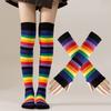 1 Set Regenboog Over de Knie Sokken & Handschoenen, Cosplay Beenwarmers Armwarmers Mode Feest Accessoires