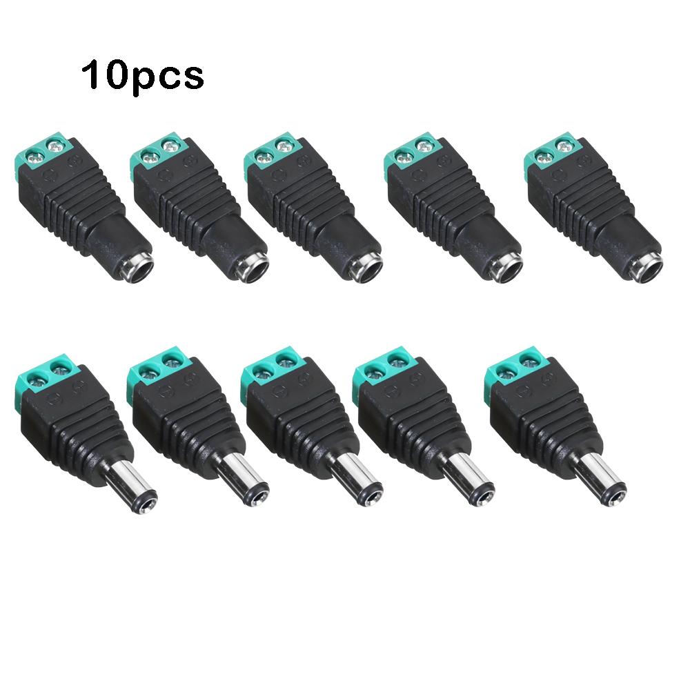 10/20pcs Male+Female 2.1x5.5mm DC Power Jack Plug Adapter Connector for CCTV Camera