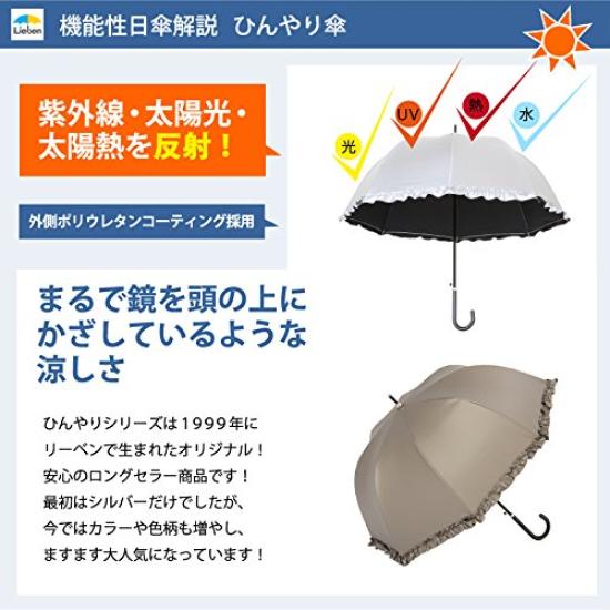 Frilled long automatic suitable for both sunny and rainy fiberglass umbrella, opening, days, 55cm, sun-blocking, UV-cut coating, frame, LIEBEN-1415