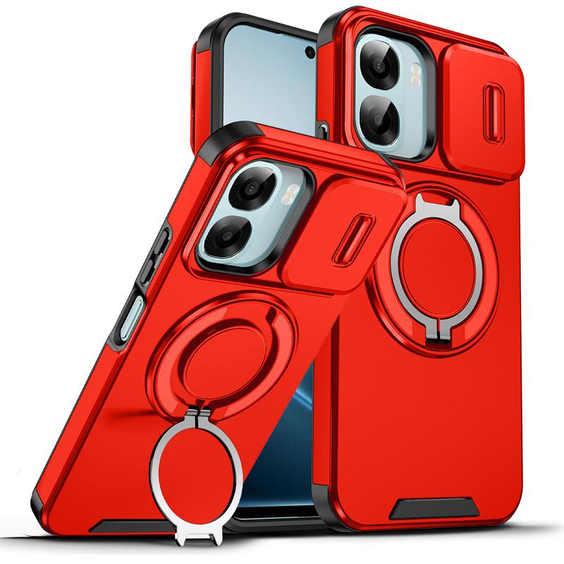 Shockproof Armor Slide Lens Camera Protect Case For OPPO A6 A6X A6S 4G 5G Phone Cases Magnetic Ring Stand Holder Bracket Cover