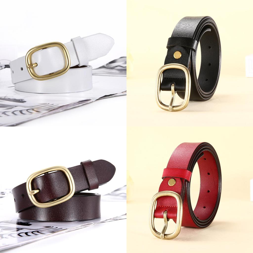 Womens Leather Belt Simple Classic Cowhide Fashion Korean Style For Casual Jeans Wear