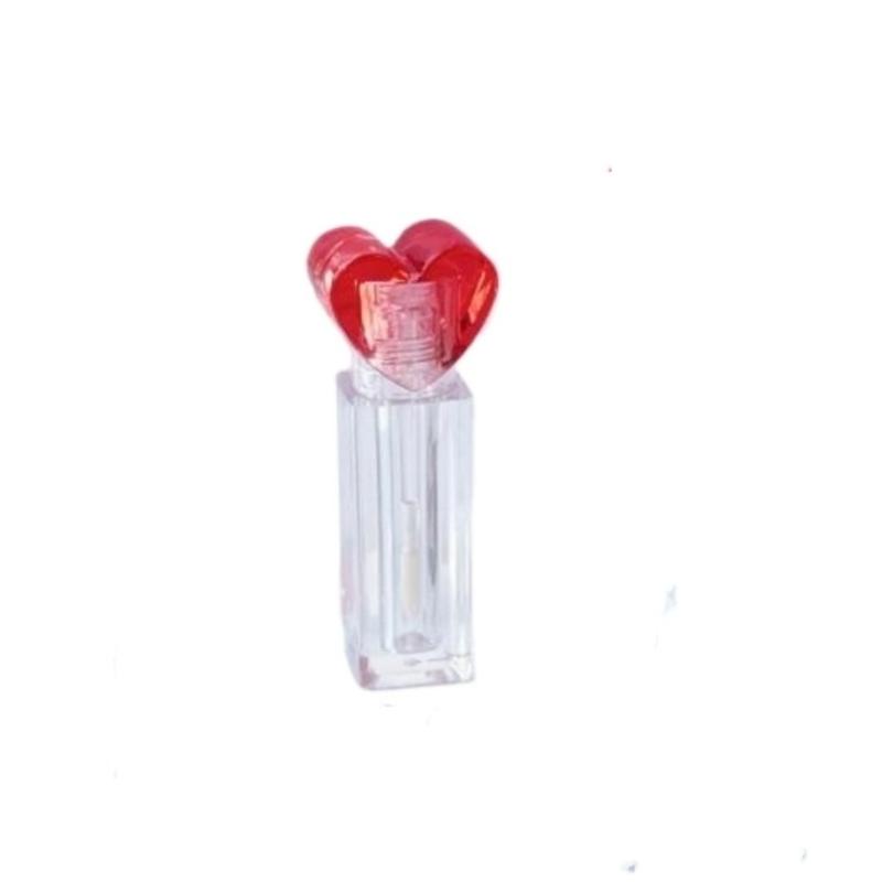 

1Pcs 3.5ml Refillable Clear Lip Gloss Tube – Heart-Shaped Packaging with Large Applicator Brush for Cosmetic Use красный