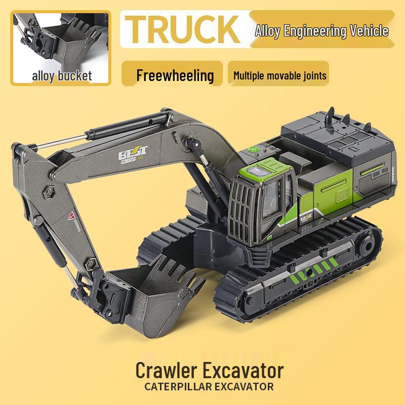 Kids' Inertial Engineering Vehicle Set: Excavator, Bulldozer, Forklift, Loader, Crane Toy Models