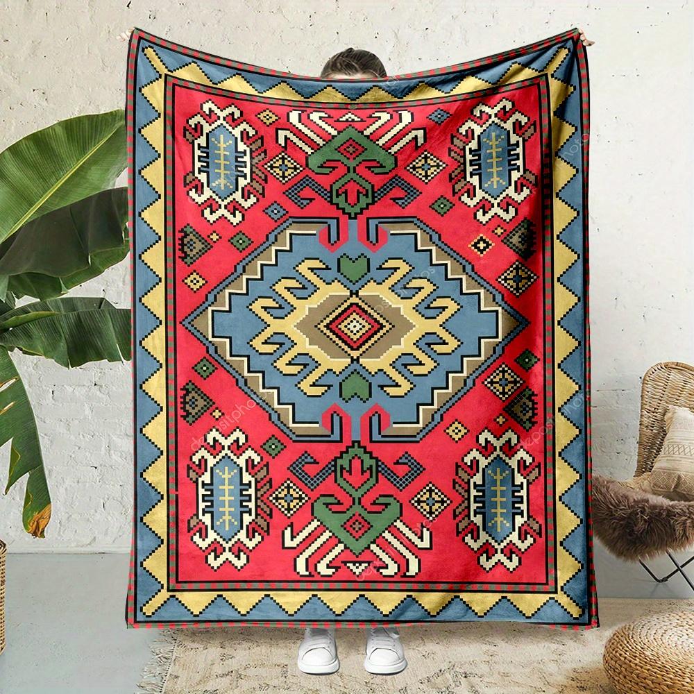 

Boho Mandala Print Blanket Reversible Flannel for AllSeason Zen Comfort Meditation Gifts Spiritual Decor 75x100cm