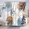 1Pc Abstract Geometric And Nature Style Shower Curtain, Machine Washable Polyester With Hooks For Bathroom Decoration