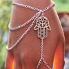 Dámský náramek Hamsa Hand Asymetric Slave Tassel Chain Chain Finger Ring