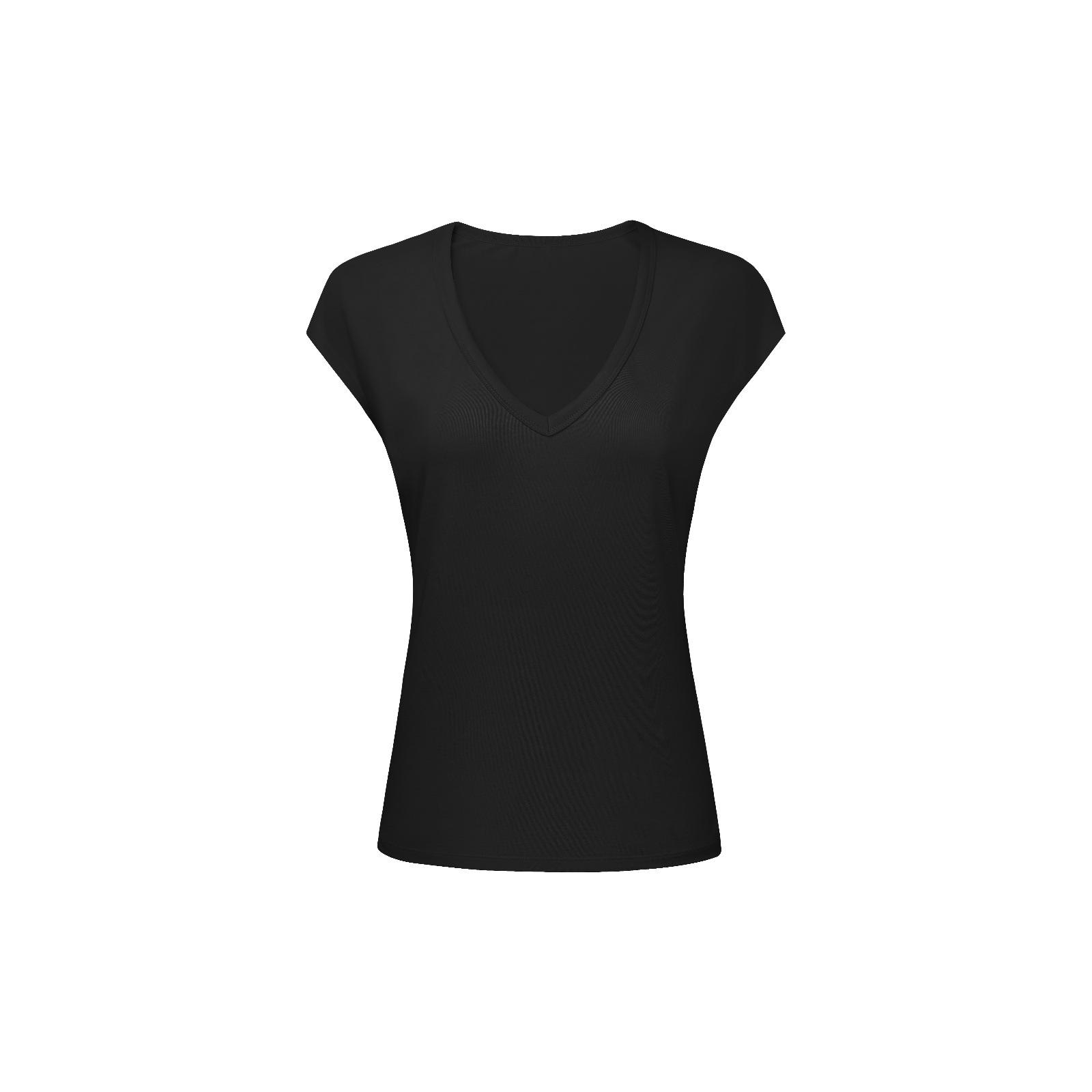 

Women s Slim Fit V-Neck Modal T-Shirt with Cap Sleeves Extra Small чёрный