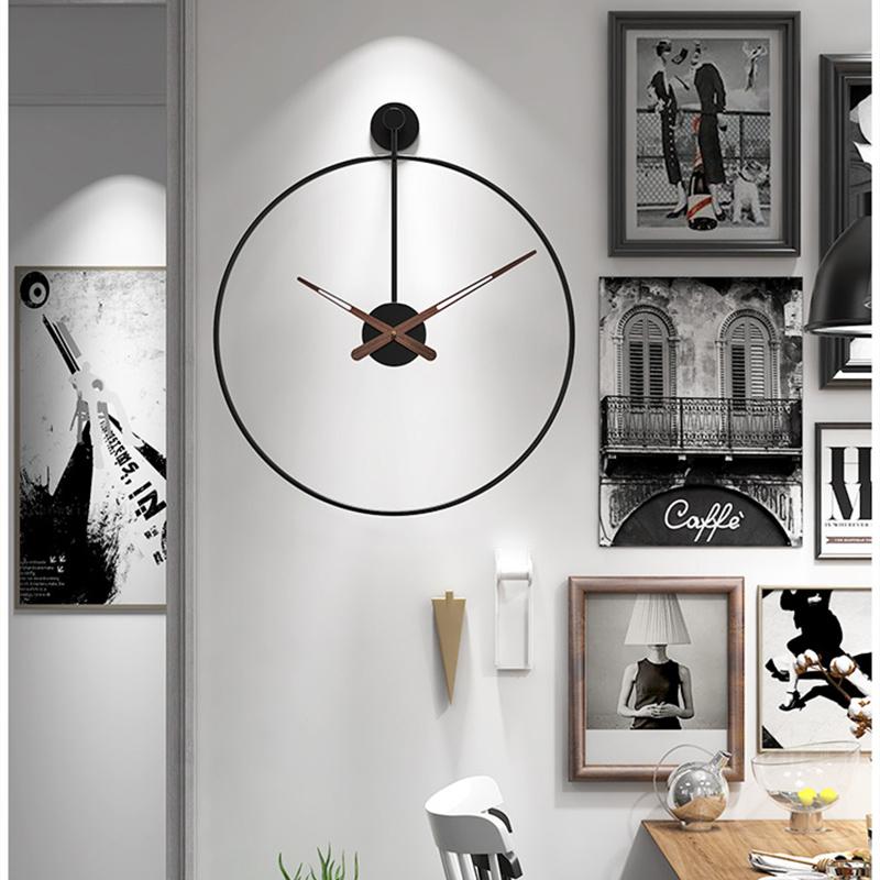 Nordic Large Wall Clock Modern Round Metal Silent Wall Decor Watch Indoor Kitchen Living Room Home Office Decoration Wall Clocks