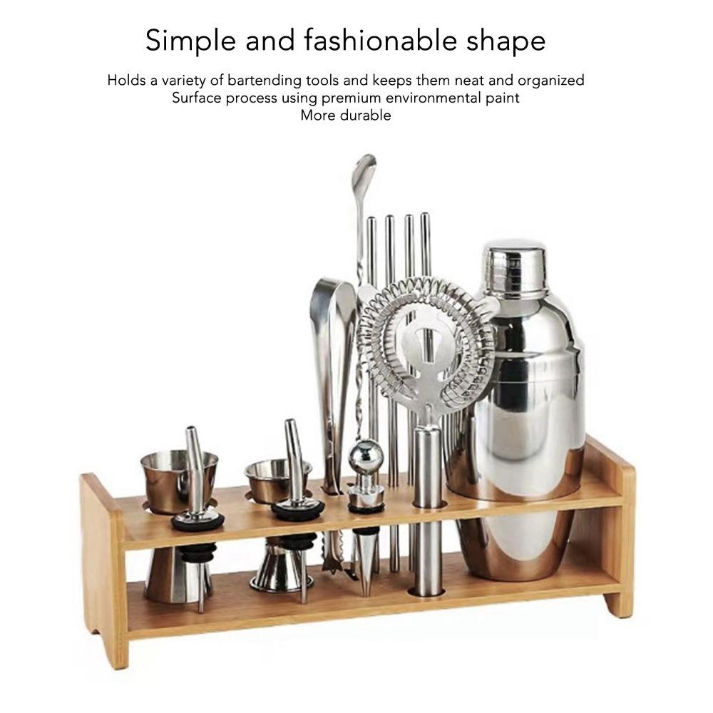 Easy Storage Bar Tool Organizer Wood Bartender Set Stand Bartending Tool Holder  Restaurant