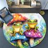 Frog Toad Mushroom Round Area Rug,Carpet Rug for Living Room Bedroom Sofa Playroom Decor,Non-slip Floor Mat
