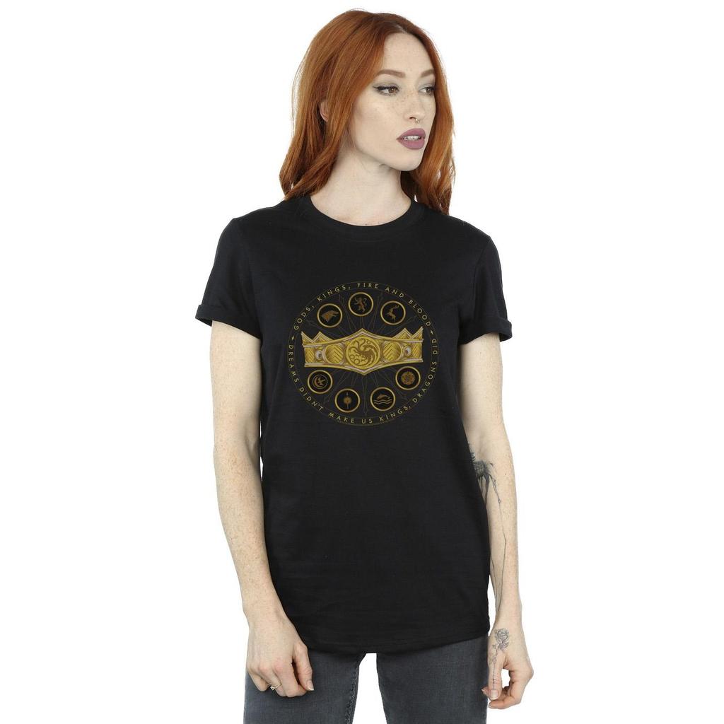 Game Of Thrones: House Of The Dragon Womens/Ladies Gods Kings Fire And Blood Cotton Boyfriend T-Shirt