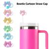 Cute Cartoon Bow Straw Tips Cover Reusable Dustproof Silicone Straw Cover Kitchen Cup Accessories Home Supplies