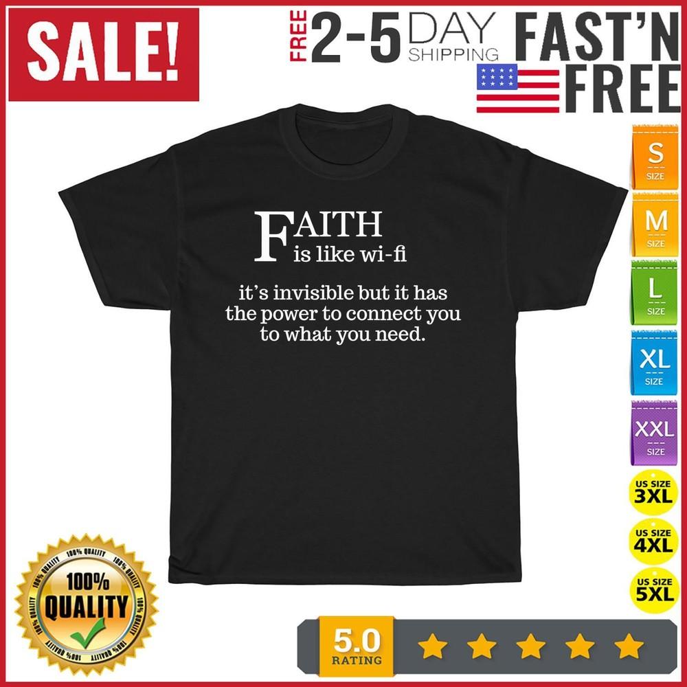 

Faith Is Like Wifi - Funny Christian Pastoral Vintage T Shirt Men Women Fashion M