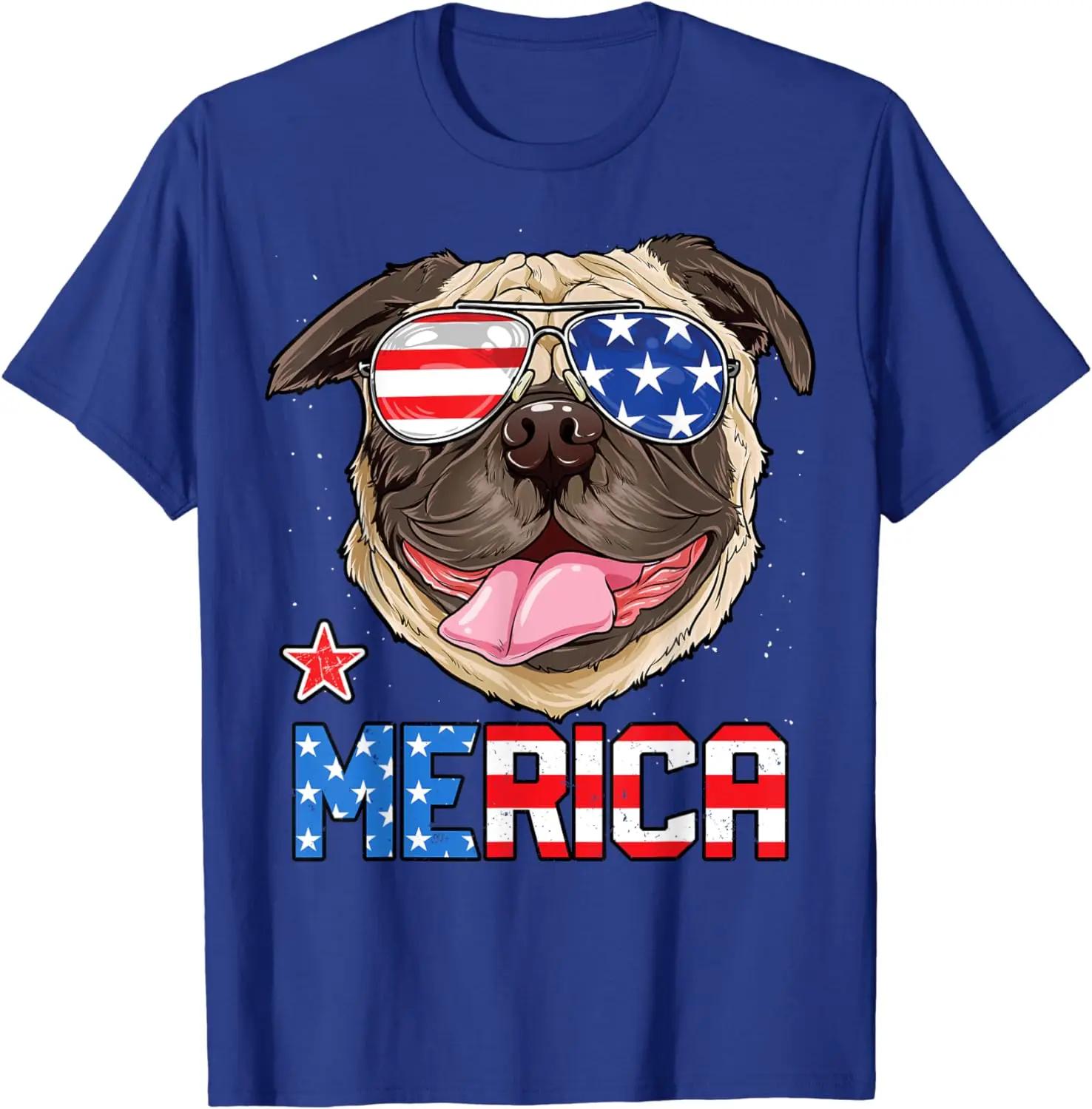 

Мопс Америка 4 июля футболка Мужская Детская Мальчики Девочки Собака Щенок XXXXXL синий