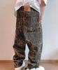 Unisex Tan Leopard Jeans Denim Pants Women Oversize Wide Leg Trousers Streetwear Hip Hop Vintage Loose Casual Animal Print