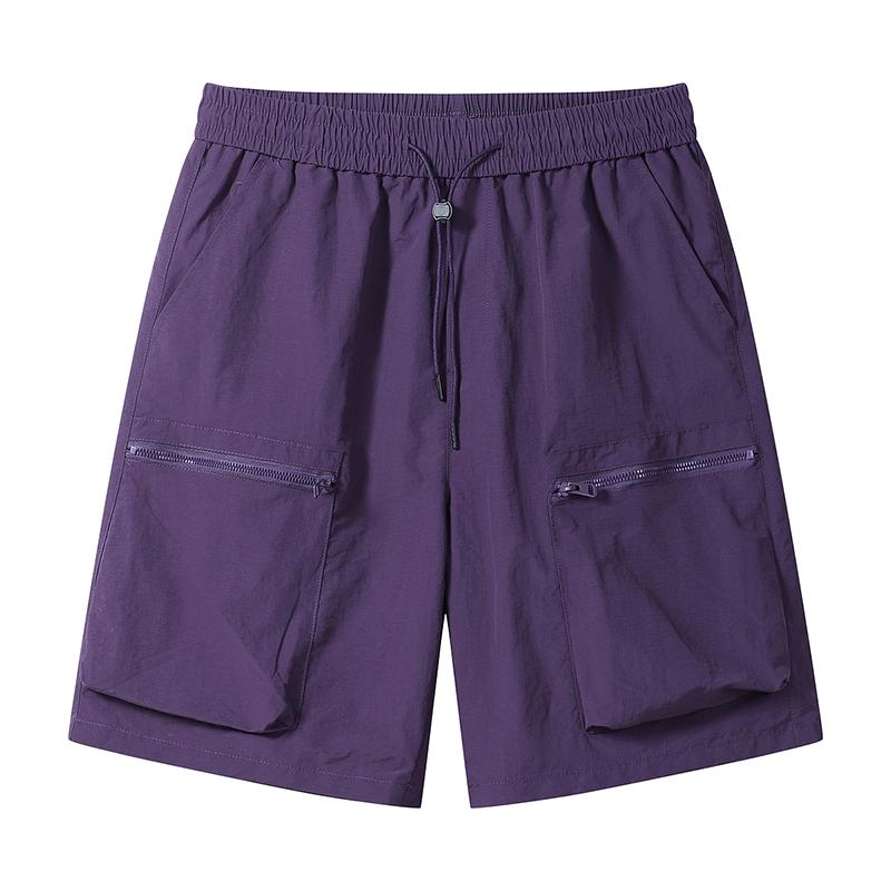 

Men s summer workwear shorts, loose multi pocket solid color versatile casual five quarter pants, beach pants XL фіолетовий