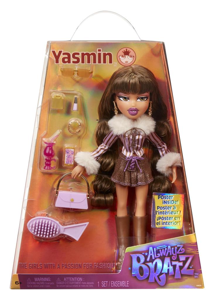Bratz Alwayz Yasmin Fashion Doll with 10 Accessories and Poster (Bratz, articulated doll for collection and gift)