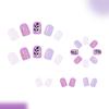 Glitterys Short False Nail 24Pcs Winter Collection Purple Gold Leaf Design Easy Application ABS Material Holiday Nail Art