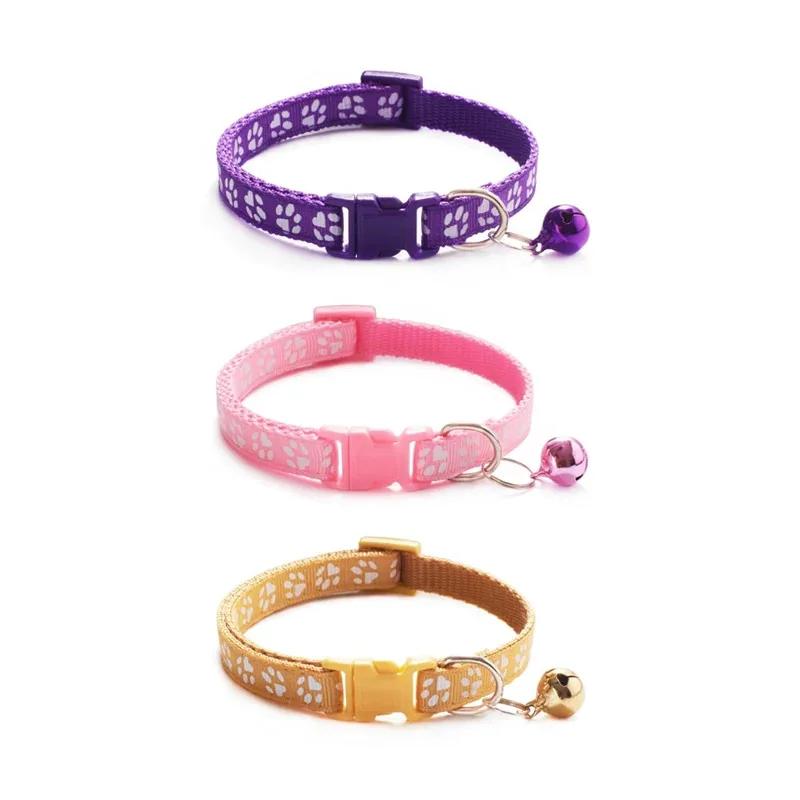 1/3/6/12/18 Peças Coleira Sino para Gato de Estimação Quente Coleira para Cachorro Estampada Gato Multicor Opcional Anel de Pescoço Coleira de Corda para Gato Suprimentos para Animais de Estimação