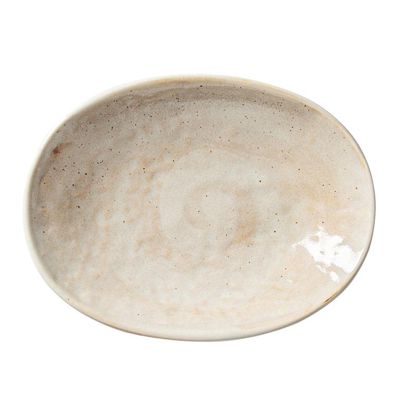 Delicate And Small Plates, Retro Style Creative Oval Snack Plates, Household Ceramic Tableware, Dipping Dishes, Front Dishes