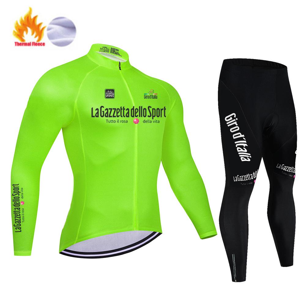 NEU Tour Giro d'Italia Winter Thermo Fleece Radtrikot Sets Outdoor Fahren MTB Ropa Ciclismo Trägerhosen Set Radbekleidung