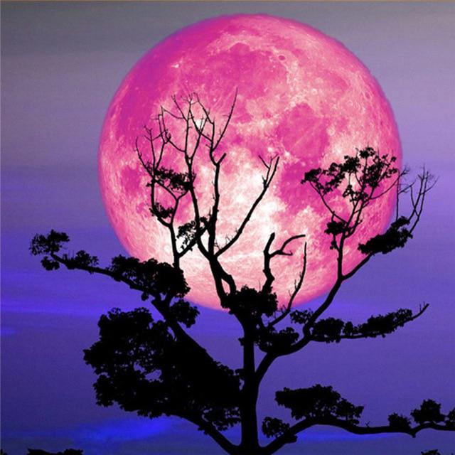 Pictură cu diamant 5D DIY, cerc complet, peisaj, arbore, reflecție, broderie, pictură cu punct de cruce