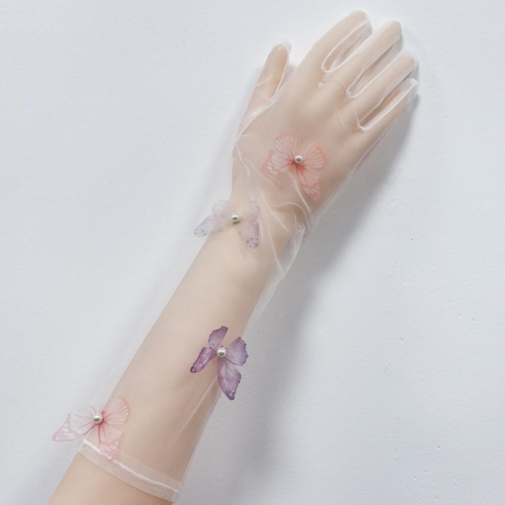 1Pairs Breathable Wedding Bridal Gloves Mesh Tulle Gloves New Bridal Gown Mittens  Party Dress