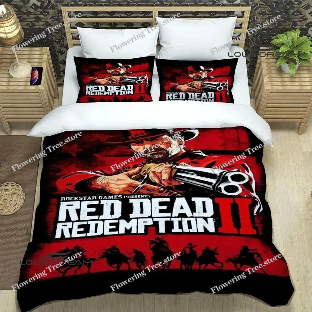 Red Dead Redemption 2 Print Bedding Sets Exquisite Supplies Set Duvet Cover Bed Comforter Set Bedding Set Luxury Birthday Gift