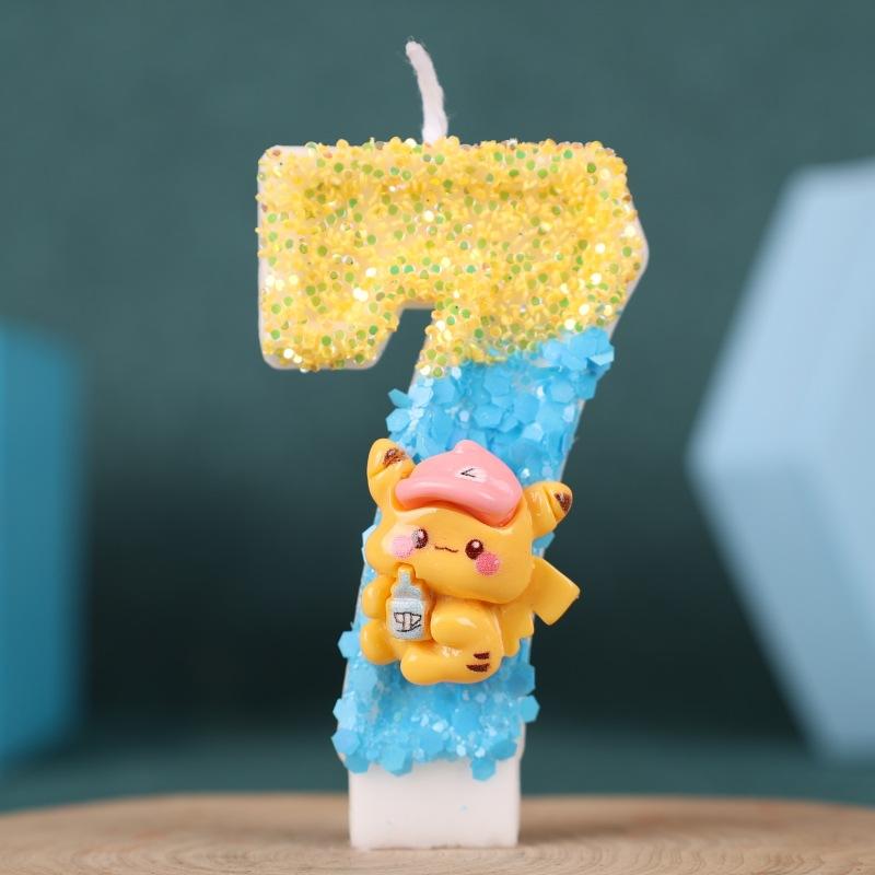 Creative Cartoon Number Birthday Candle Cake Party Decoration Handmade Pikachu Birthday Candle