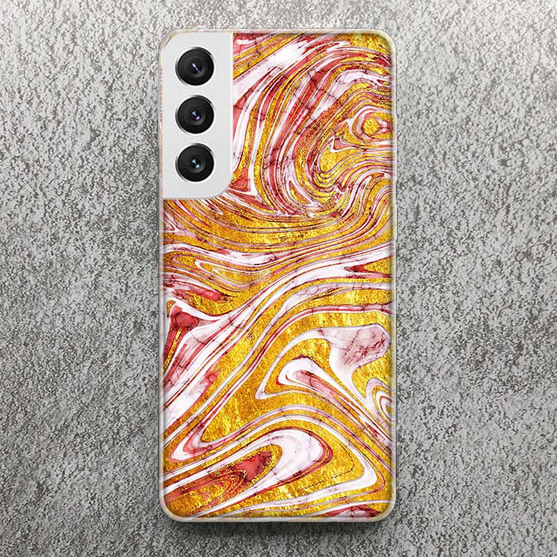 Fashion Gold Pink Geometric Marble Print Soft Case for Samsung Galaxy S25 S24 S23 S22 Ultra S21 Plus S20 FE Phone Shell S10 + Pa