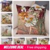 Vintage Cartoon Elves Cushion Cover Decor Colorful Fairy Tale World Pillow Case Plush Flower Girl Pillowcase For Sofa Home