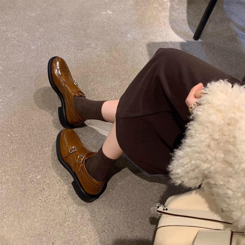 High-end Cowhide Version~ British Retro Exquisite Carved Baroque Single Shoes Mengke Leather Shoes Women's Autumn and Winter