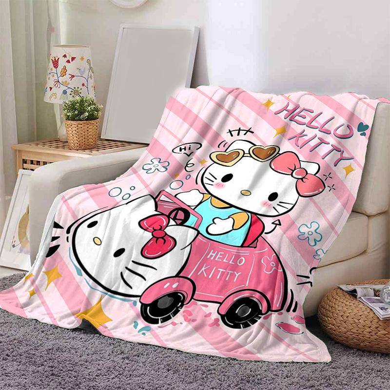 1pc Pink Hello Kitty's Adventure Blanket, Soft Throw for Home Decor, Gift Idea for Family and Friend, Living Room, Travel, Camping, Car Blankets, Beac