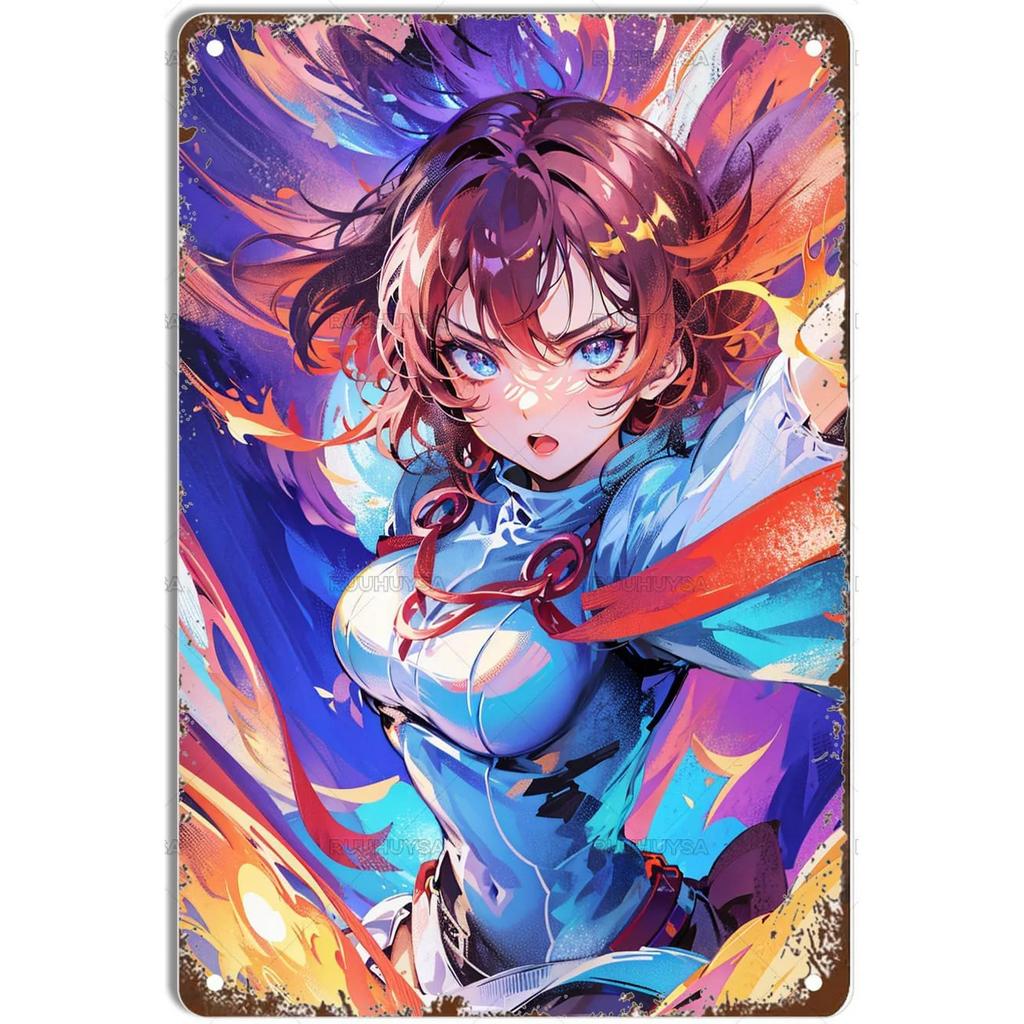 Fox Anime Pinup Girls Metal Tin Signs Wall Decoration Plaque Vintage Poster Iron Painting for Man Cave Home Cafe Garden Club Bar