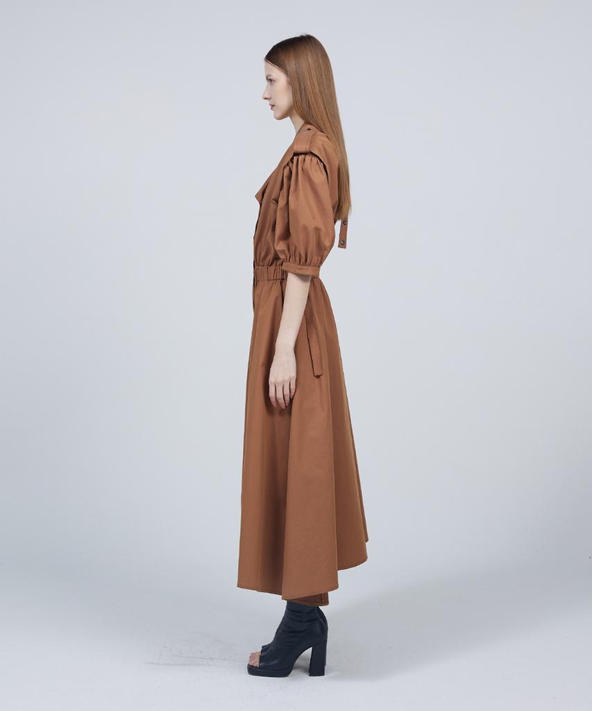 Meuameu Short Puff Sleeve Trench Coat Dress