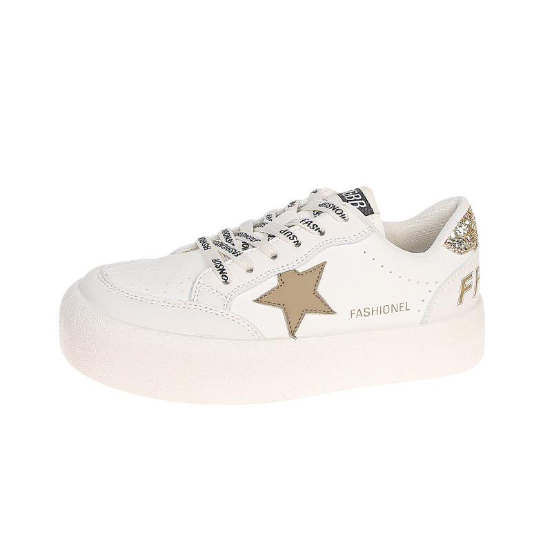 Korean version of polished platform star white shoes women's 2025 new retro ins versatile lightweight casual sports shoes