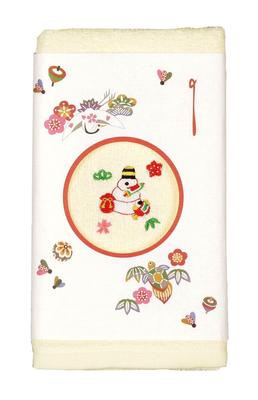 Yamamoto Jin Shoten Embroidered Face Cream Zodiac 2025 Towel, Snake, [17707]