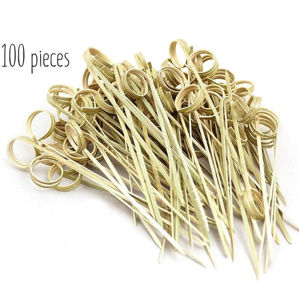 12cm 100pcs Bamboo Cocktail Sticks Pick Martini Drink Stick Picks Levo Bar Tool