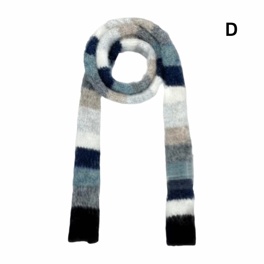 Y2K Style Sausage Thin Scarf Warm Color Splicing Rainbow Color Scarf Cold Weather